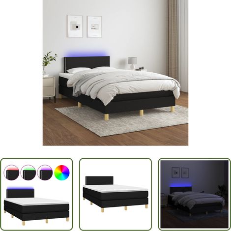 vidaXL LED-Leiste - Boxspringbett mit Matratze & LED Schwarz 120x200 cm Stoff (1/5)