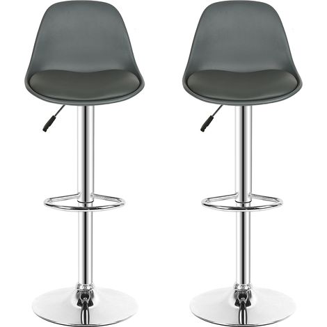 Aqrau Tabouret de bar coussin en PU gris ensemble deux