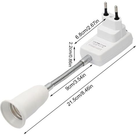 Douille E27 avec Interrupteur sans Fil, 2 Pièces 360 degrés réglable support ampoule e27, adaptateur douille ampoule, pour Bureau Chambre Cuisine, Lampe de Lecture au Lit (sans ampoule) (1/3)