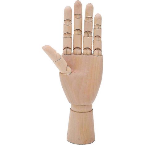 Mannequin de main en bois à articulation rotative (25-26 cm) - Formes variées - Idéal pour le dessin, la décoration et les illustrations de dessins animés (main gauche). (1/4)