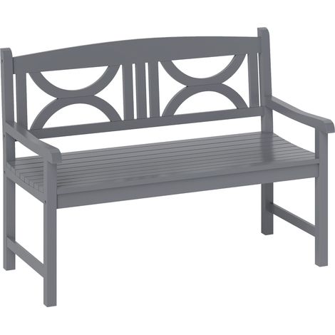 Outsunny 2-Seater Wooden Garden Bench Outdoor Patio Loveseat for Porch, Grey (1/5)