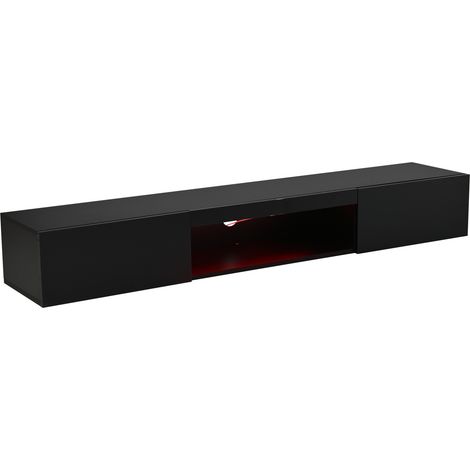 Mobile TV a parete nero lucido 160 x 31 x 22 cm con LED per TV fino a 70 pollici (1/5)