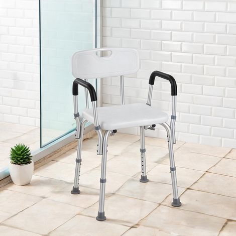 Chaise de douche aluminium réglable 136 kg avec accoudoirs blanco (1/5)