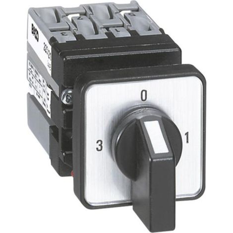 Mini-commutateur à cames 3 directions avec position arrêt - 1P - fixation centrale Ø22 sur porte - LEGRAND