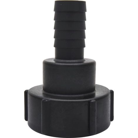 Raccords de réservoir IBC de 2,5 cm avec anneau d'étanchéité, connecteur de robinet de réservoir d'eau pour tuyau d'arrosage de 25 mm de diamètre intérieur (S60 x 6, noir) (1/5)