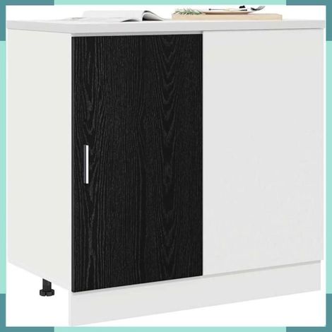 876721 Meuble de cuisine d'angle Chêne noir 86 x 46 x 81,5 cm (1/5)