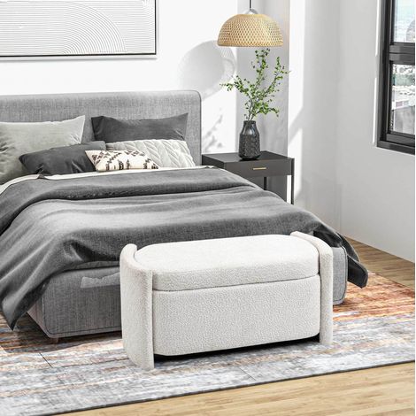 Sitzbank mit Stauraum 105x44x45,5 cm Creme Weiß OKMYHOME (1/4)