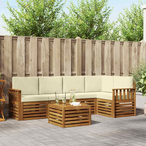 vidaXL Ensemble de canapé d'angle avec coussin 6 pcs Naturel et Crème (1/5)