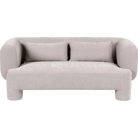 Sofá 3 plazas tapizado de tela con textura aterciopelada patas cilíndricas estilo orgánico beige Hogbo