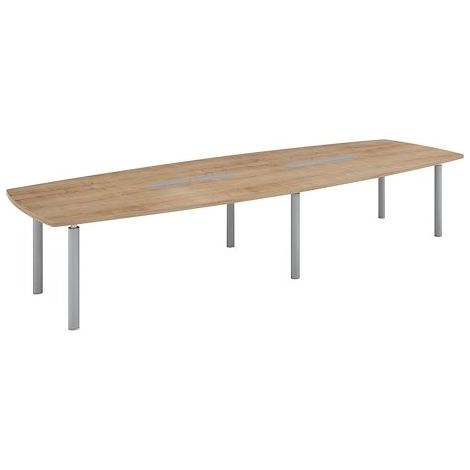 Table modulable Frégate 14 personnes chêne naturel piétement aluminium - Maxiburo