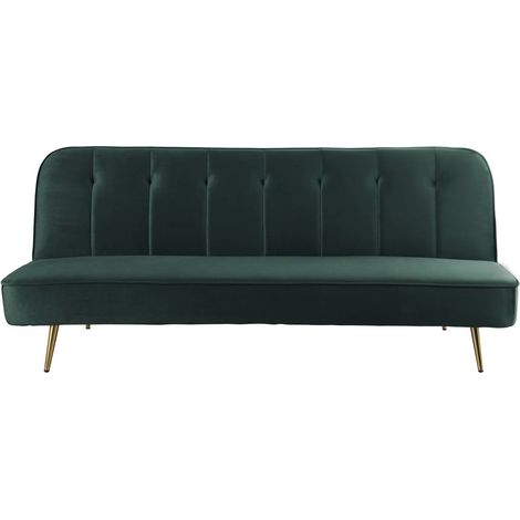 Sofá cama/clic clac terciopelo "James" - 180 x 83 x 75 cm - 3 plazas - Verde oscuro (1/5)