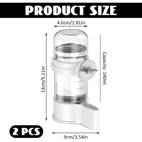 2 Pièces Distributeur Automatique d'eau pour Oiseaux, 140ml Oiseaux Buveur Automatique, Abreuvoir Auto matique pour Oiseaux pour perruches, Cockatiels, Hamster (1/5)
