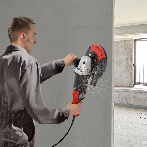 Betonschleifer Betonfräse Sanierungsfräse Set 1580W Winkelschleifer mit 180mm Schleifscheibe 600–3000U/min Staubfreie Schleifmaschine, Exzenterschleifer mit 6 Geschwindigkeiten (1/5)