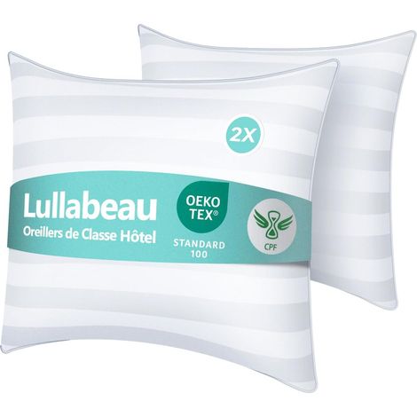 Oreiller 65x65 cm Lot de 2, Oreillers doux Moelleux, Oreillers Classiques, Coussin Respirant et Doux, Lavable, Idéal pour Dormeurs sur Le Côté, Le Dos et Le Ventre (1/5)