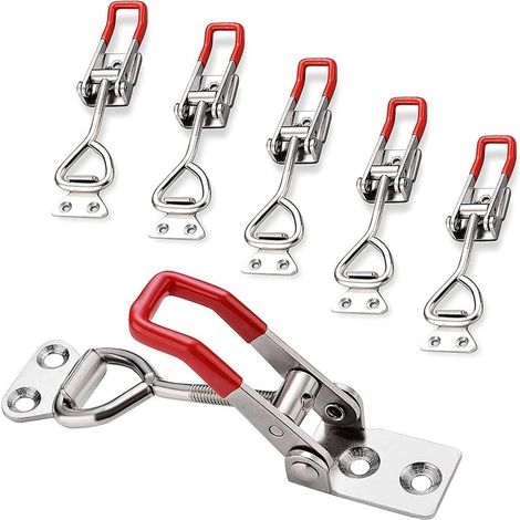 Metal Toggle Latch, 6 Pcs Adjustable Toggle Clamps Lever Latches Quick Release Hand Tool for Doors Cabinets Suitcases, 100Kg / 220 Lbs Capacity (1/5)