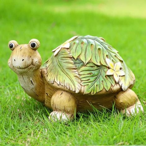 Tortue de Jardin,Statue Ornement de Jardin,de Jardin en résine résistante aux intempéries pour terrasse, Balcon, Cour, pelouse (1/5)