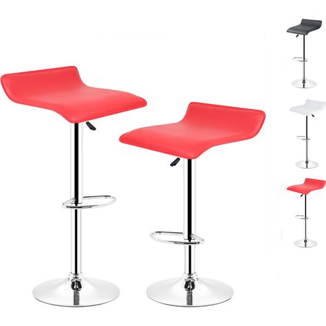 2 x Tabouret de Bar Chaise de Comptoir Réglable en Hauteur Rotatif Spa Tabouret de Travail Tabouret de Bureau en Cuir Synthétique Rouge (1/5)