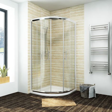 ELEGANT 900x900mm Walk in Sliding Door Quadrant Shower Enclosure Corner Cubicle (1/5)