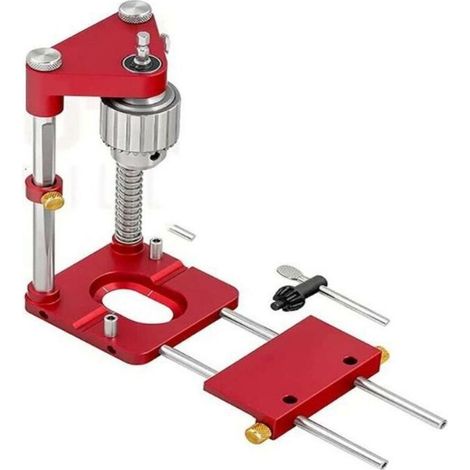 Localisateur De Perceuse - Guide De Gabarit De Perçage Portable - Pour Charpentier Menuisier - Acier Carbone Et Plastique - Rouge - 1 Pièce (1/4)