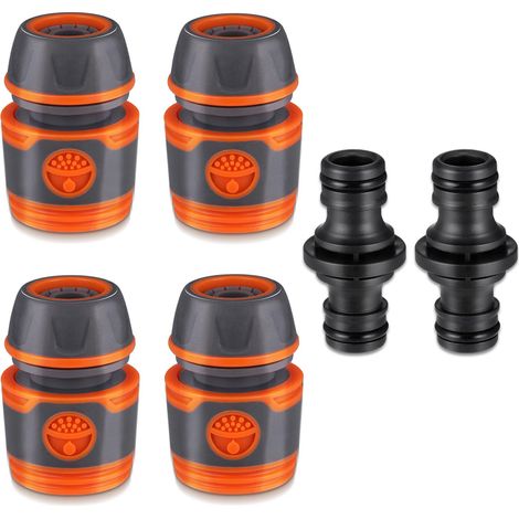 6 Pièces Embout Tuyau Arrosage, Kit de Raccord Tuyau D'arrosage pour Rallonge de Tuyau 13 mm (1/2"), Tuyau de Jardin avec Connecteur, pour début et Fin de Tuyau, Necessaire Darrosage (1/5)