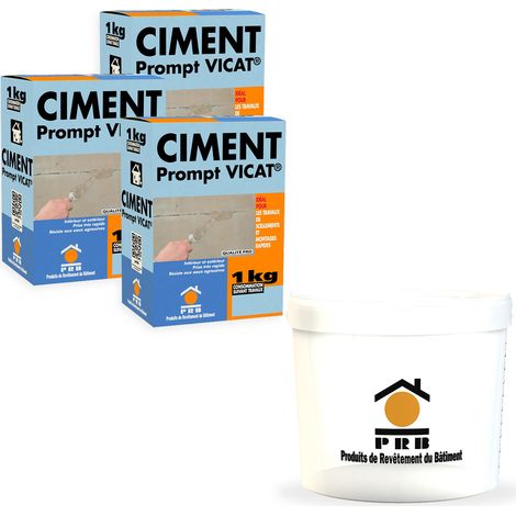 Lot de 3 sacs Ciment Prompt Vicat 1 kg avec seau doseur inclus