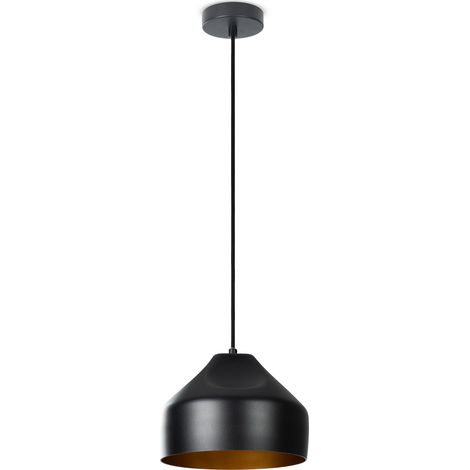 Paco Home Sospensione Soggiorno Tavolo Cucina 1,5m Cavo In Tessuto Industriale Nero-Oro, Luce a sospensione - Tipo 2