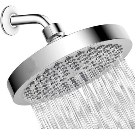 Pomme de Douche avec Bras, Pomme de Douche Anti Calcaire, Pommeau de Douche Fixé, Pommeau Douche Pluie à Économie ​d'eau, Ronde Tête de Douche Pluie, Pommeau Universelle (1/5)