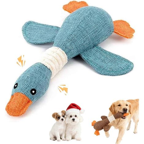 Unzerstörbares Enten-Hundespielzeug, quietschendes interaktives Hundespielzeug, robustes, kaubeständiges Plüschtier für aggressive Kauer