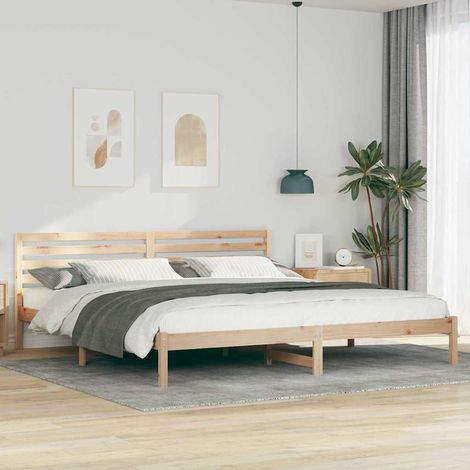 Cadre de lit avec tête de lit en pin massif marron 200 x 220 cm - PANGIVO (1/5)