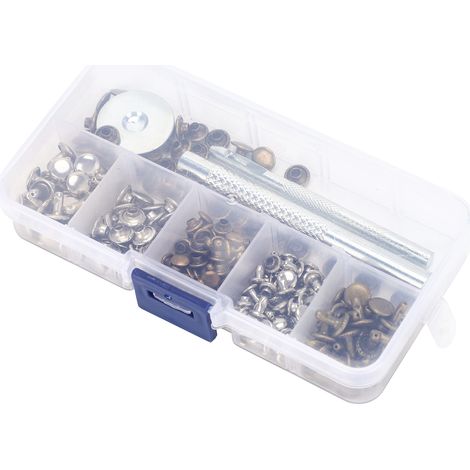 Lot de 120 rivets en cuir à double capuchon, fixation métallique, accessoires de bricolage faits main, 6 mm et 8 mm (1/5)