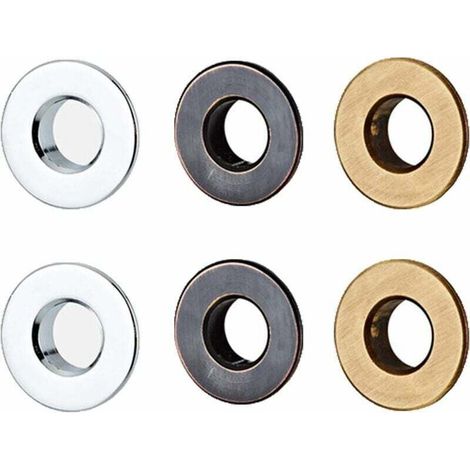 6 Stück Überlaufringe, Messingring-Einsätze, Spülbecken-Überlaufringe, Ersatzteil für Badezimmer- oder Küchenspülen (Chrom, schwarze Patina, Antikfarbe)