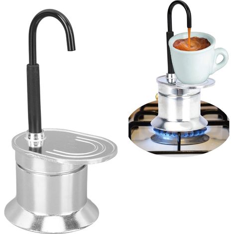 Pot Moka à Tube Unique, 1 Tasse de 50ML, Cafetière en Alliage D'aluminium pour les Voyages en Plein Air (1/5)