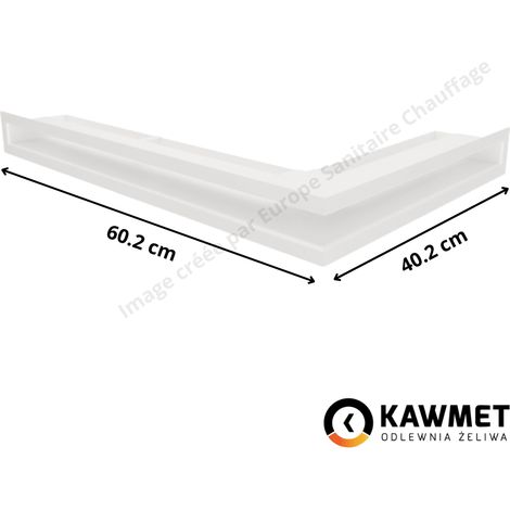 Grille de ventilation angle à gauche 60x600x400 Loft Angle KAWMET - Couleur Blanc