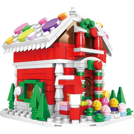 Maquette De Maison En Sucre De Noël - Château Avec Lumières LED - Renne Décoratif - Jouet Éducatif Pour Enfants - Lot De 1 (1/5)