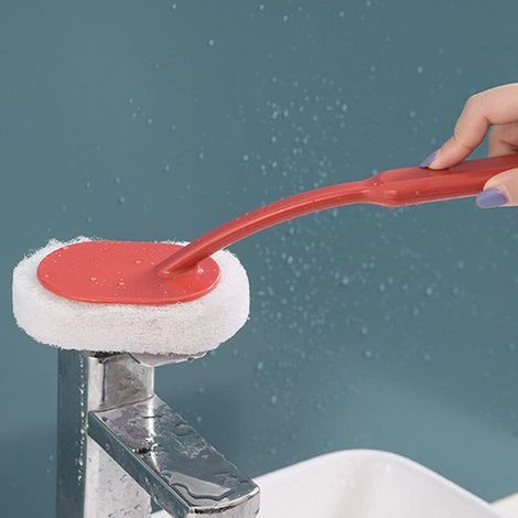 Brosse nettoyage – Manche long 30 cm – Multi-surfaces salle de bain – Rouge foncé