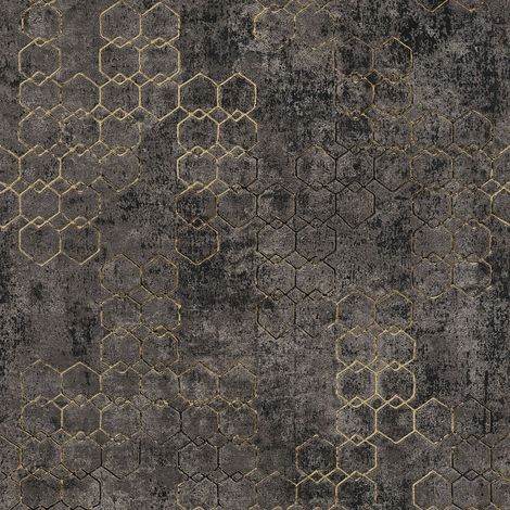 BRICOFLOR Papier peint noir et or | Papier peint géométrique | Papier peint design chic | Papier peint chambre & salon | Papier peint moderne - 10,05 x 0,53 m (1/5)