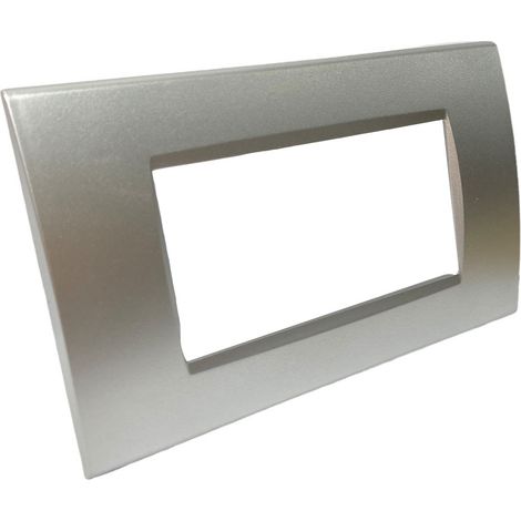 Placchetta per interruttore in metallo a 4 posti silver cassetta 504 compatibile con vimar plana supporto cover (1/2)