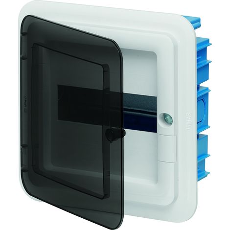 Vimar 0TV53108 Centralino estetico IP40, 8 Moduli, Guida DIN (60715 TH35), Portello Colore fumé, Completo di Scatola da Incasso
