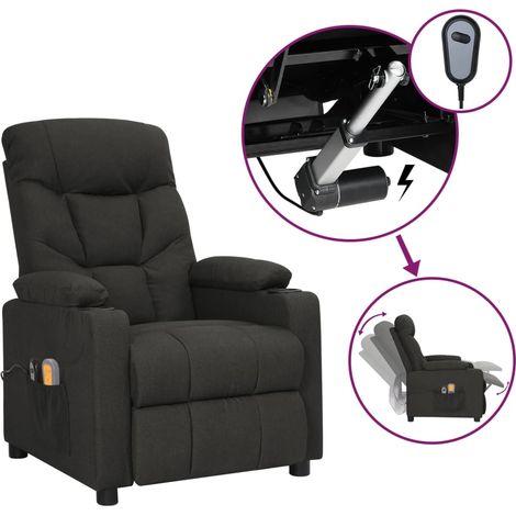 Fauteuil électrique de massage, Fauteuil de relaxation confort détente, Chaise de Salle de Séjour Noir Tissu ZSD26653 (1/5)