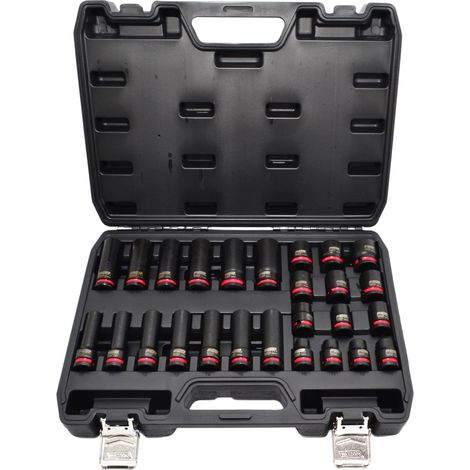 AWTOOLS ZESTAW NASADEK UDAROWYCH 1/2 26cz./10-24mm/ KRÓTKIE I DŁUGIE BLACK LINE (1/5)
