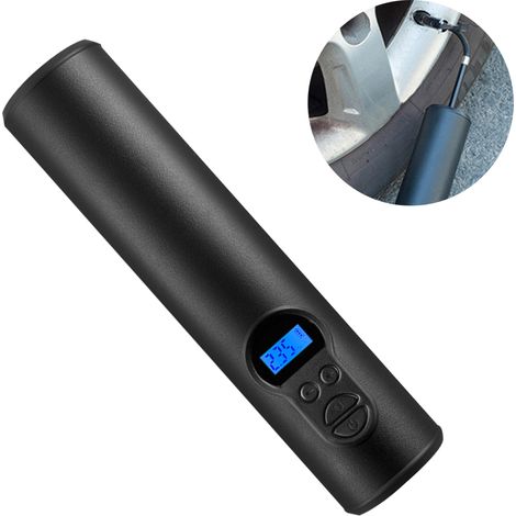 Mini gonfleur de pneus numérique portable, compresseur d'air 12 V, version sans fil, batterie lithium-ion rechargeable 2000 mAh, convient pour gonfler les pneus de voiture ou de vélo, avec éclairage L