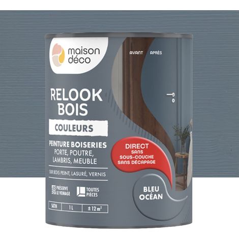 Peinture Maison Déco Relook Bois Couleurs Bleu océan 1 L (1/2)