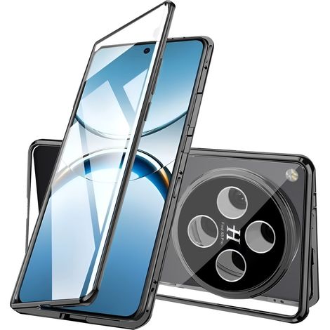 Custodia per Oppo Find X8 Pro, con doppio vetro magnetico, nera (1/5)