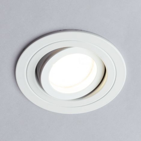 Litecraft Recessed Downlights Tiltable Bathroom IP65 Spotlights In White - 2 Pack