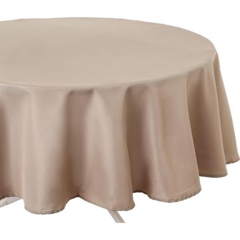 Atmosphera – Nappe antitache ronde 180cm lin – Lavable à 30° – Repassage facile – Protection contre les taches – Pour décoration intérieure (1/5)