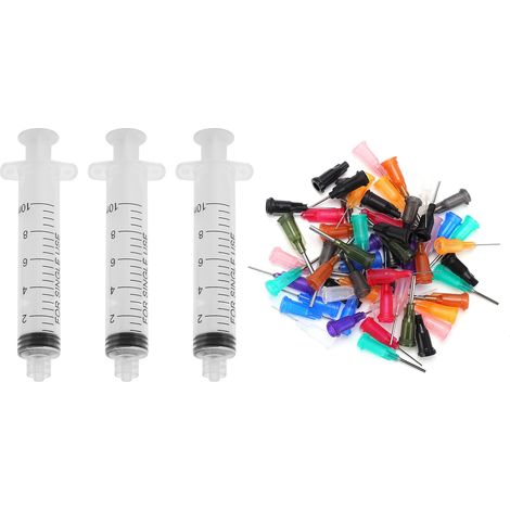 60 Pièces Seringue Plastique 10ML avec 3 Aiguilles, Outil Manuel Industriel Jetable à Vis (1/5)