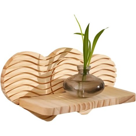 Estantería de pared de madera estilo bohemio con forma de corazón - Organizador decorativo (1/5)