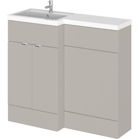 Alrewas Contemporary 2 Door Left-Hand Floor Standing Combination Unit with Basin, Pebble Grey, 1000mm