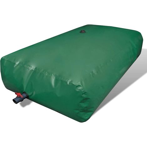 Réservoir d'eau pliable 3000 L – Citerne souple PVC verte 2,2 x 1,9 m avec vanne et bouchon à vis pour arrosage jardin (1/3)