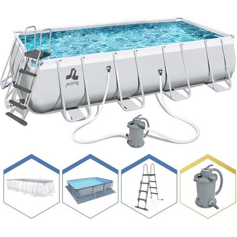 Piscina rettangolare con struttura 549x305x122 cm con pompa, scaletta e telo (1/8)